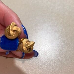 Vintage Signed Monet Knotted Clip On Earrings